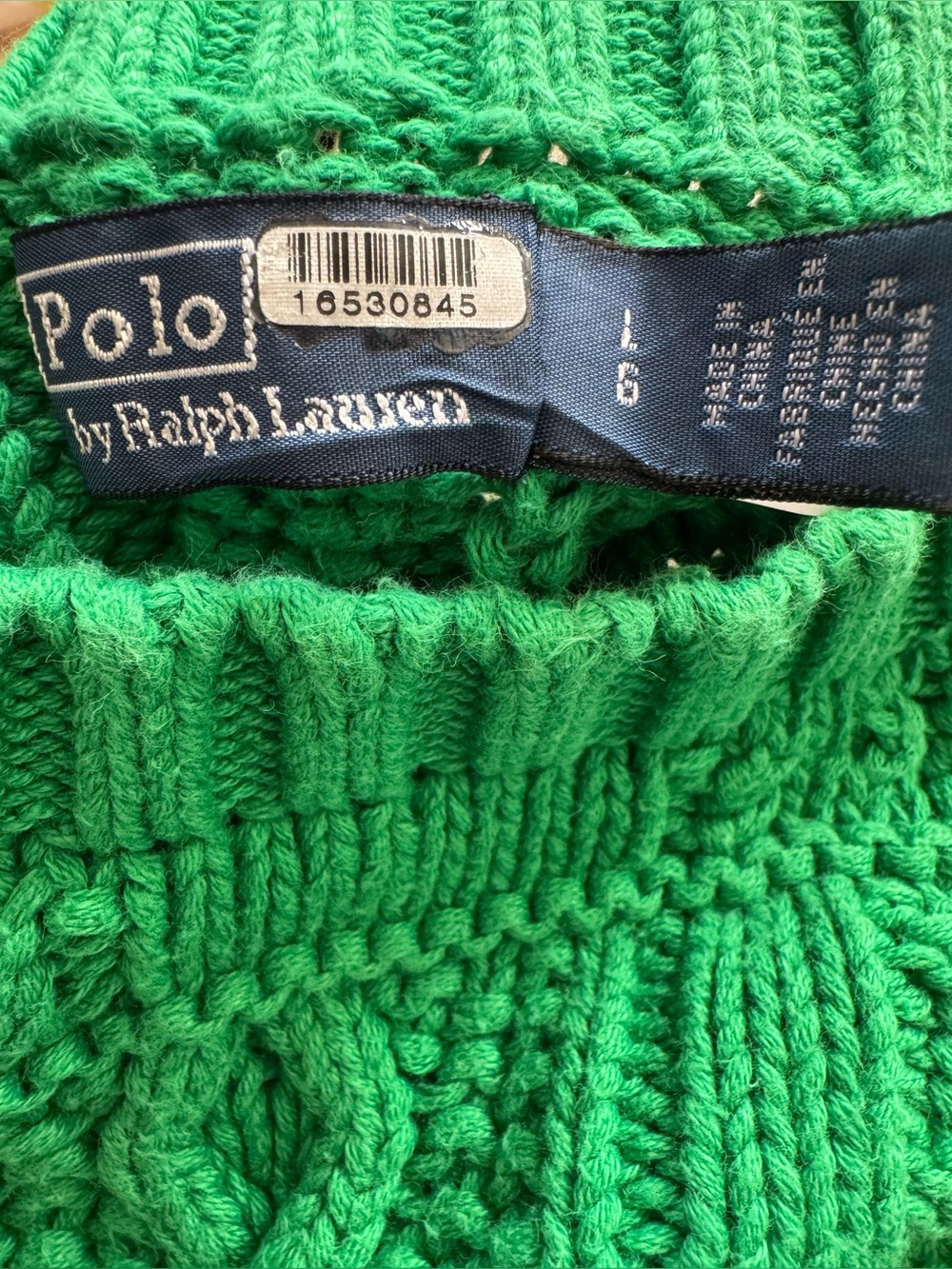 Polo Ralph Lauren Aran Flag Sweater Green Size Large - Picture 6 of 8